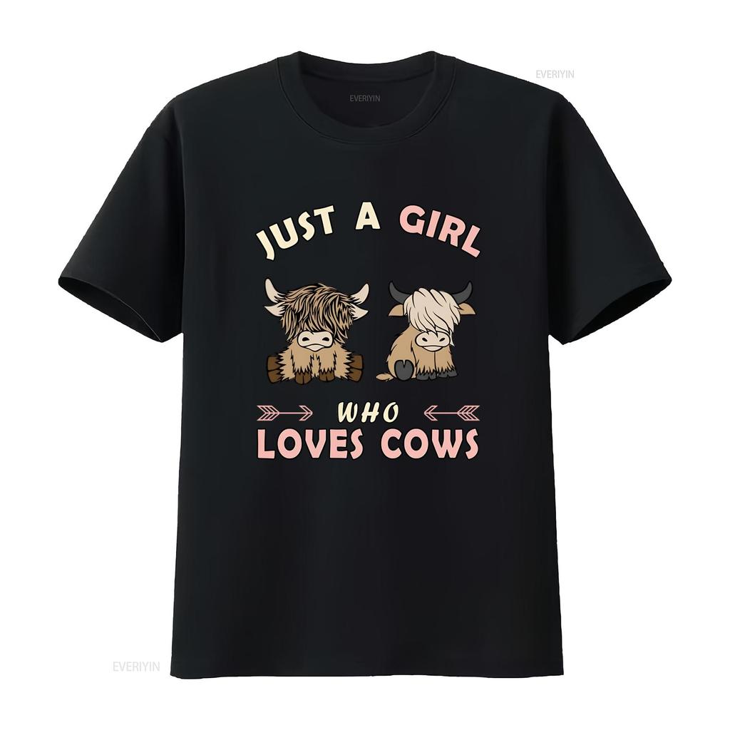 Just Girl Who Loves Cows Fashion  T Shirt Women Soft Stretchy Summer Top Unique Print Design Cute Trendy Daily Wear Cow Lover