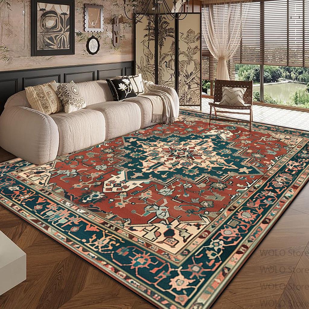 Persian Red Large Carpets for Living Room Ethnic Style Decoration Non-slip Fluffy Soft Rug Home Sofa Area Bedroom Washable Mats