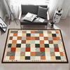 Checked Tablecloth ART Floor Mat Eco Flannel Doormat Non Slip Odorless Indoor Floor Rug Soft Short Plush Home Mat