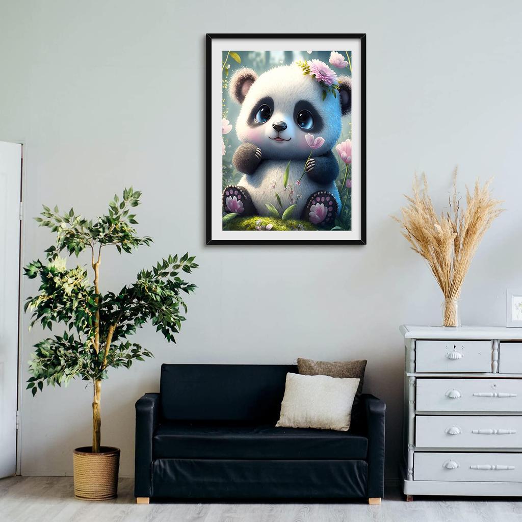 5D-Diamantgemälde zum Selbermachen, niedlicher Riesenpanda, Kreuzstich-Set, Mosaik-Diamant-Stickerei, Rose, voller runder/quadratischer Bohrer, Heimdekoration