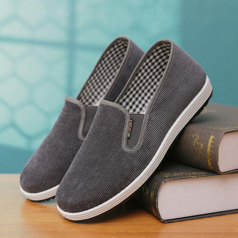 

Туфли из ткани Old Beijing мужские и женские вельветовые дышащие повседневные нескользящие износостойкие прогулочные на плоской подошве с одной педалью рабочая обувь с мягкой подошвой 38 серый