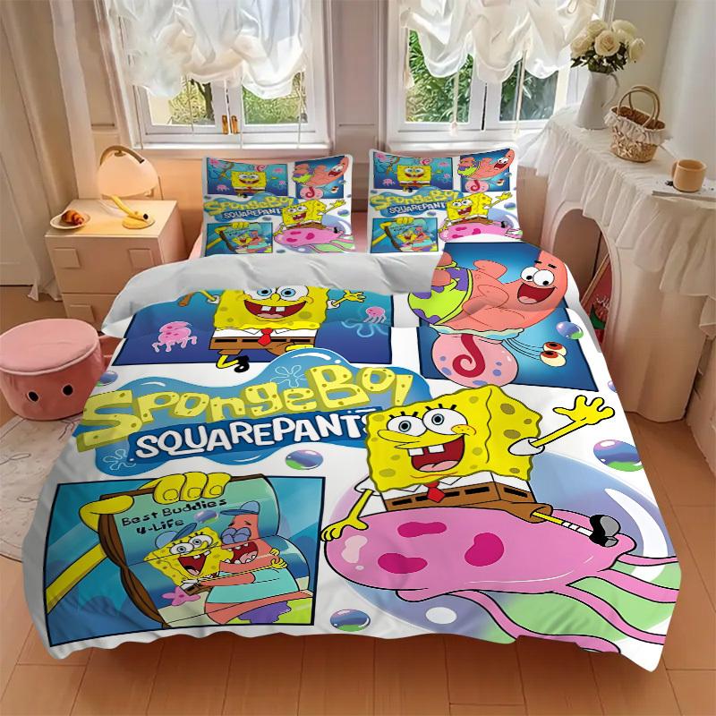 3pcs SpongeBob Bedding Set: Perfect for Bedroom or Guest Room. Soft and Comfortable with No Core Included Yy251010129