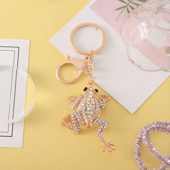 Toad Key Chain Rhinestone Toad Keychain Sparkly Lucky Money Frog Toad Charm with Key Ring Bag Charm for Men Women