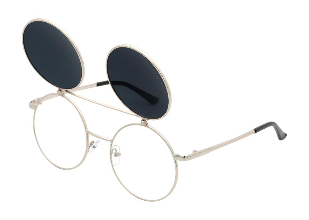 Glasses Retro Round Goggles Seapunk US JL60 J&L Flip-Up Sunglasses, Size