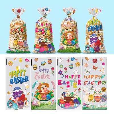 Four In One, Easter, OPP,Flat Pocket, Rabbit Easter Egg Pattern, Candy Gift Packaging Bag, Universal Holiday