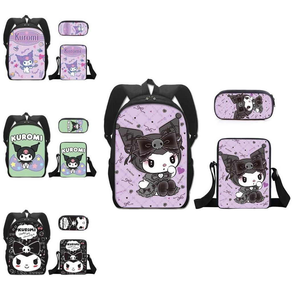 Kuromi Schülerrucksack-Set mit Federmäppchen und Umhängetasche