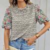 Summer New Embroidered Printed Loose Women's Shirts Short Sleeve Fashion Elegant Blouse Women Tops Stand Collar Slim Fit Shirt Female Clothing 26429