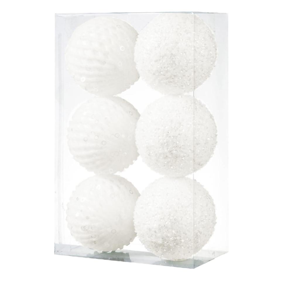 

6Pcs/Set 10cm Christmas Ball Foam + Plastic Xmas Tree Decoration Holiday Hanging Ornament A