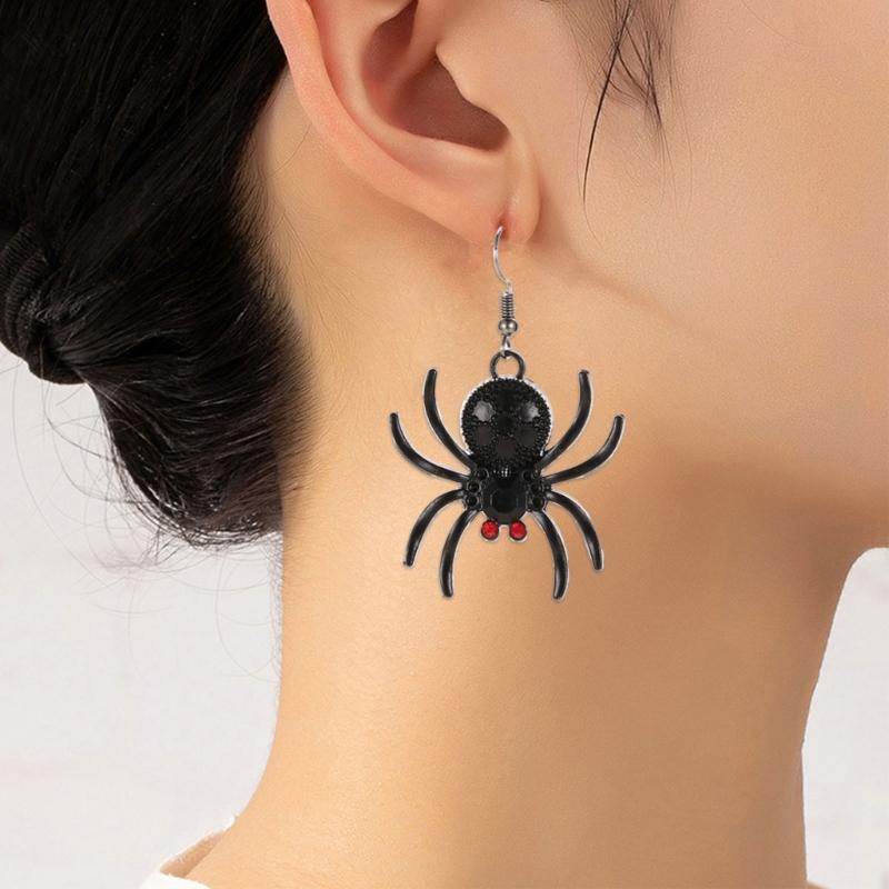 Halloween Spider Earrings Black Insect Animal Goth Accessories Punk Statement Earrings Gifts for Women Party Decoration