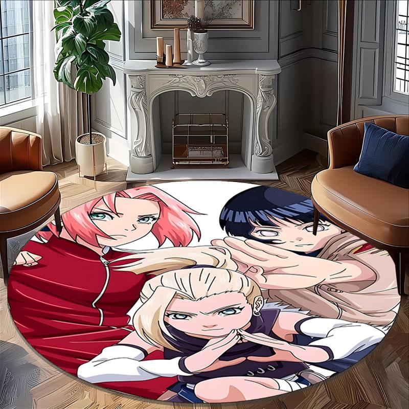1 Stück NARUTO (4) Runder Teppich mit Aufdruck Stuhl Runder Teppich Geeignet für Schlafzimmer Wohnzimmer Heimdekoration Teppich