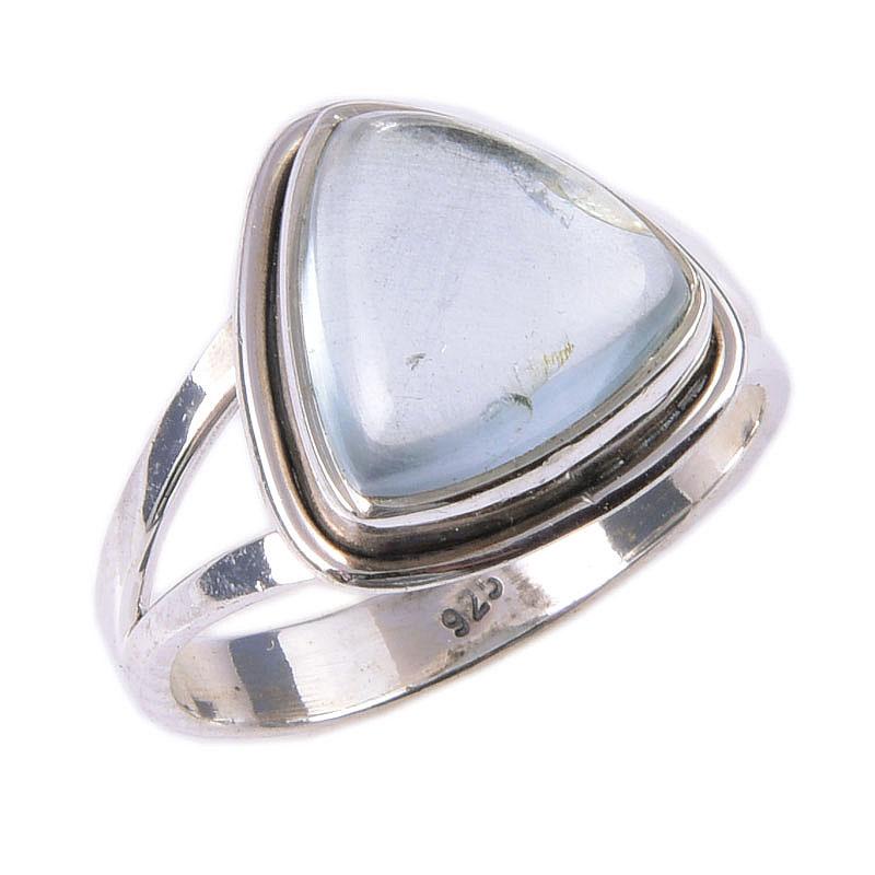 Natural Aquamarine Gemstone Handmade 925 Solid Sterling Silver Ring Size 7 g8Z01