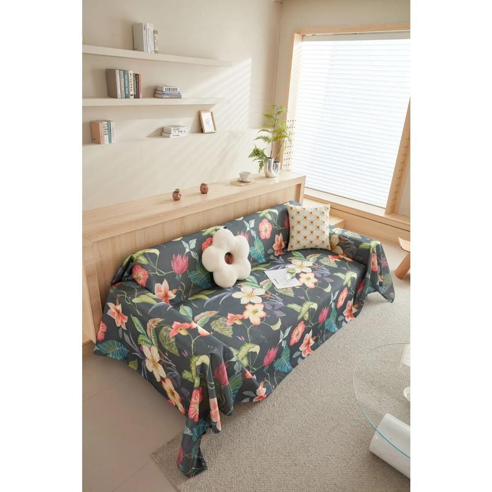 Ice Silk Flower Sofa Cover Blanket Non-slip Sofa Towel Living Room Furniture Decor Tapestry Couch Cover Universal Sofa Towel