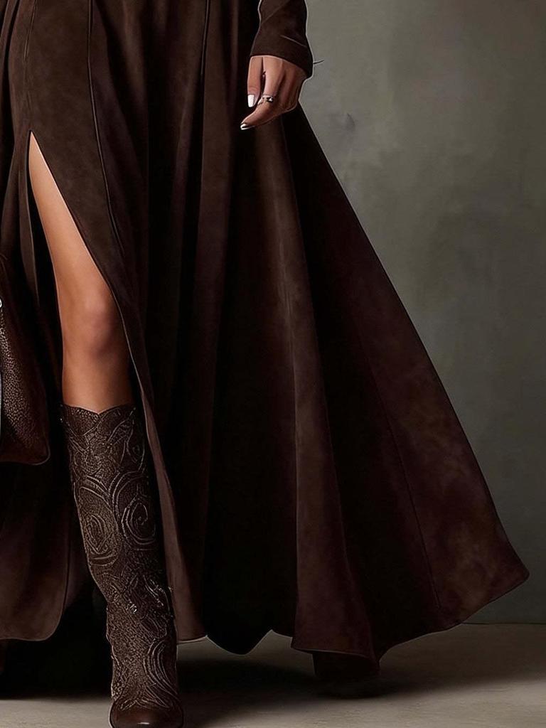 2025 Autumn/Winter European & American Fashion Long Dress with Belt
