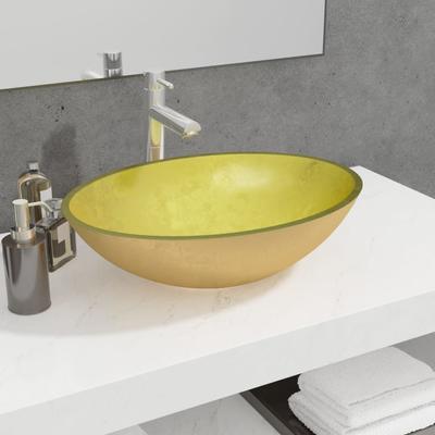 Vidaxl Glass Sink, 50X37X14 Cm, Gold