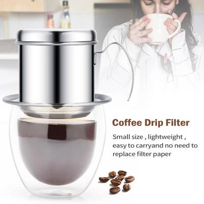 Stålfilter Rostfritt Stål Kaffedroppbryggare Med Handtag Återanvändbar Design Vietnamesisk Kaffekanna Bryggverktyg Lätt att Servera