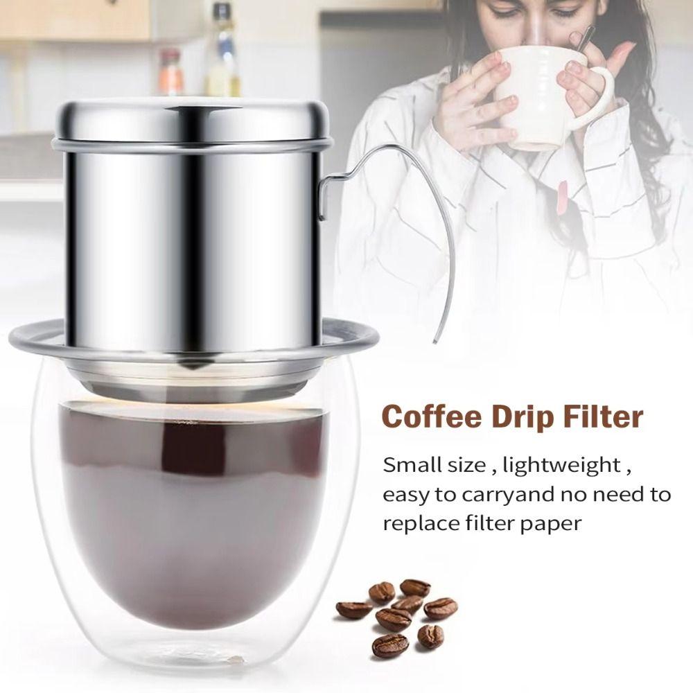 Steel Filter Vietnamese Coffee Pot With Handle Coffee Drip Filter  Pour Over Coffee