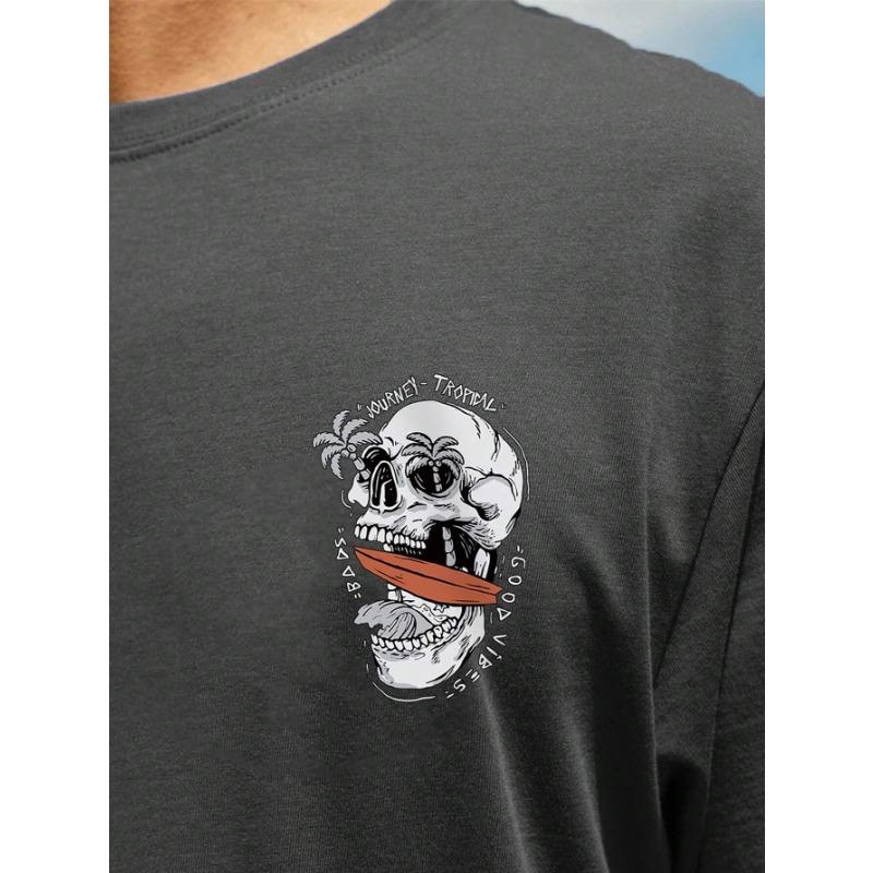 

Летняя мужская повседневная футболка из 100% хлопка, свободного кроя, больших размеров, с персонализированным принтом в виде черепа, с круглым вырезом и короткими рукавами S