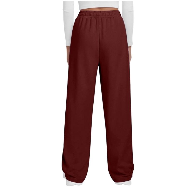 Women's Casual Wide Leg High Waist Pants Including Elastic Drawstring And Side Pockets For Lounging And Daily Activity