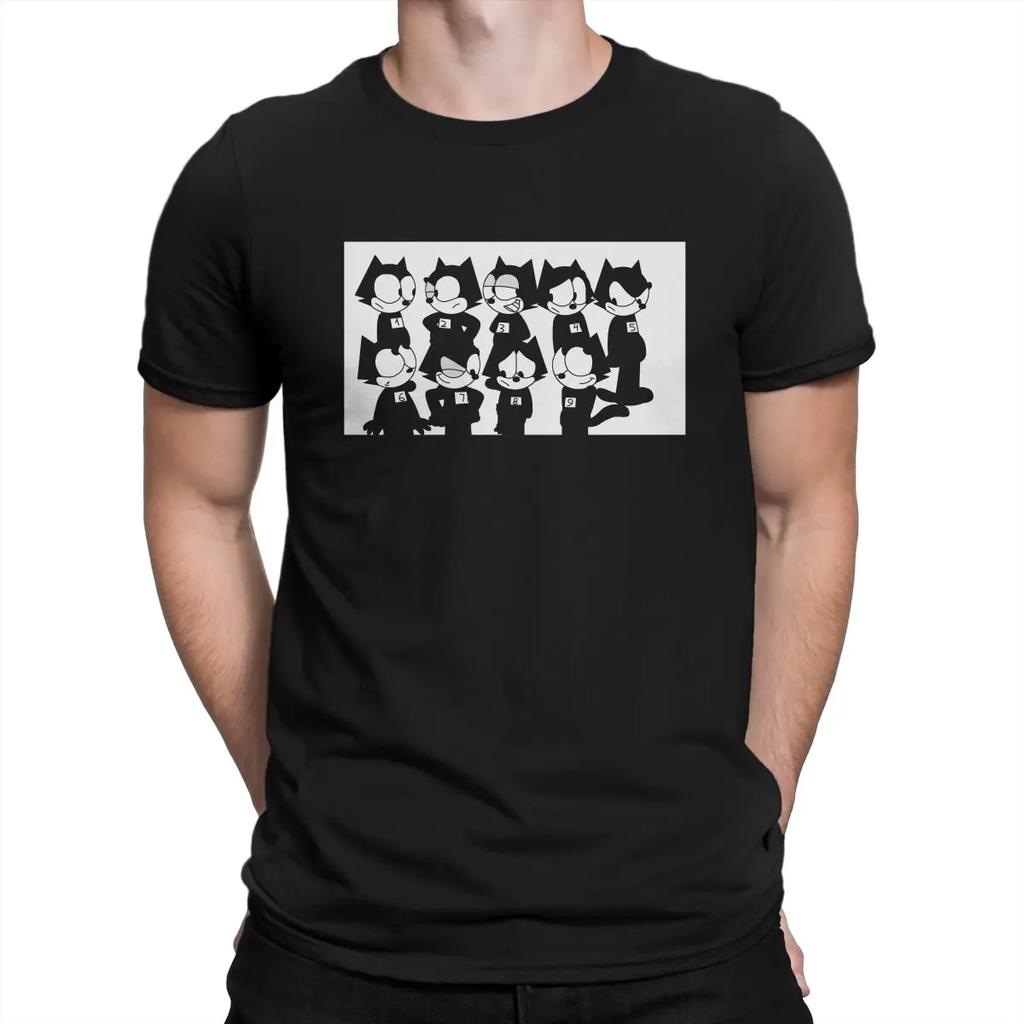All Style T-Shirt for Men F-Felix The Cat Cartoon Funny 100% Cotton Tees Crewneck Short Sleeve T Shirt Gift Idea Clothing