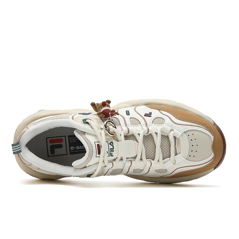 FILA MUFFIN Cushioning Abrasion Resistant Lightweight Low top Casual Shoes Women's White Brown F12W611132FGA