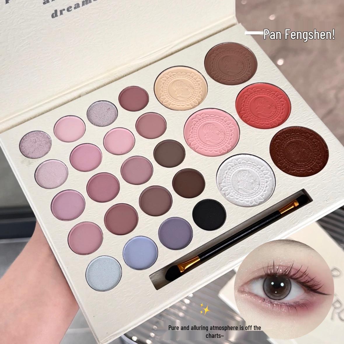 

Pearlescent Shimmer Eyeshadow: High-Pigment Korean Makeup with Brush 38g