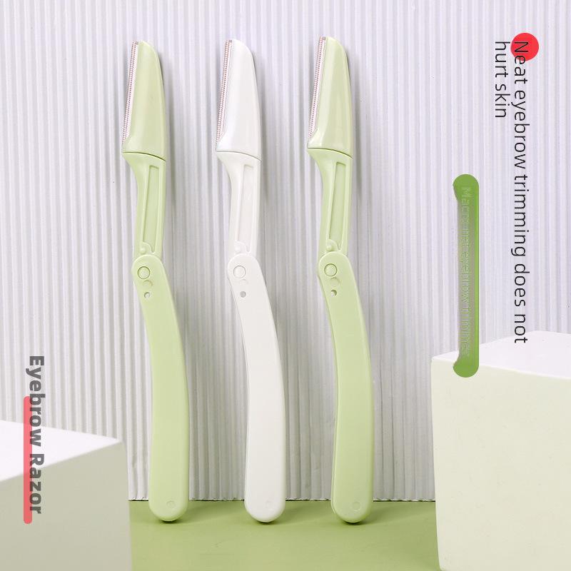 Kaqi Duoduo Macro Eyebrow Trimmer Set: 3 Folding Shaving Knives, Portable and Scratch-resistant, Model KK812.