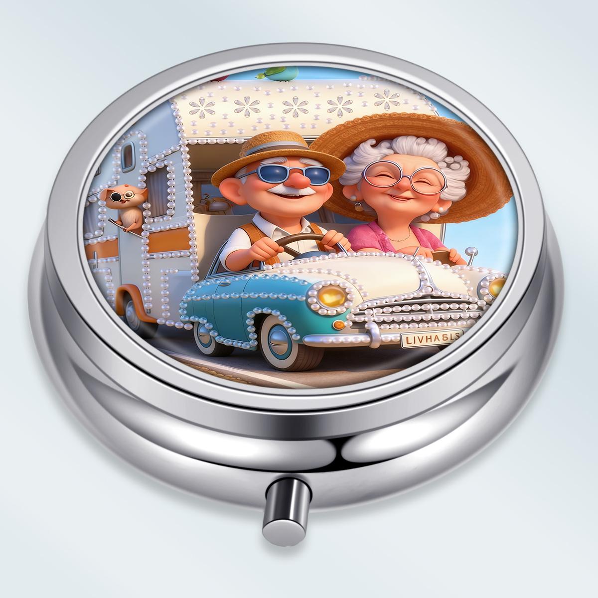 

Portable Pill Box with 3 Compartments, Mini Metal Medicine Organizer Case, Cute Printed Pill Container for Vitamins, Pills, Jewelry, Travel, Daily Use різнокольоровий