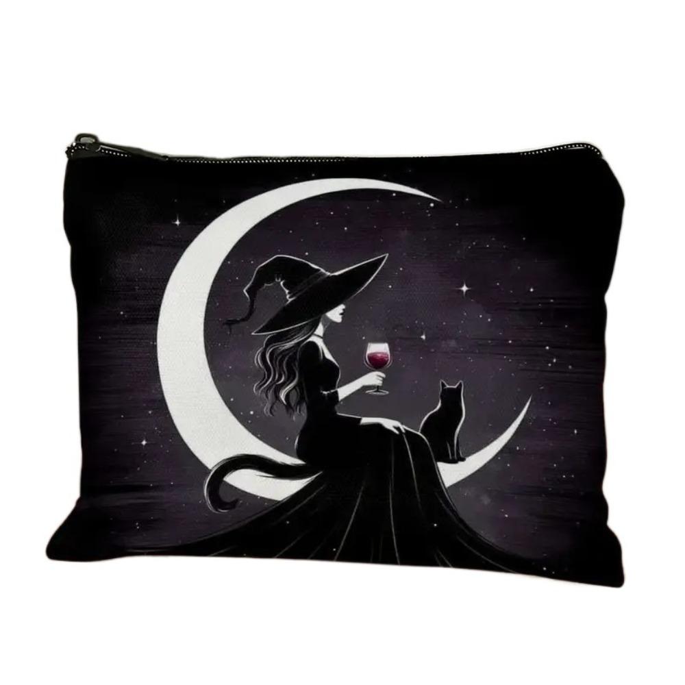 Polyester Cosmetic Bag Durable Compact & Portable Travel Pouch Double-Sided Print Secure Zipper Closure Makeup Bag Halloween