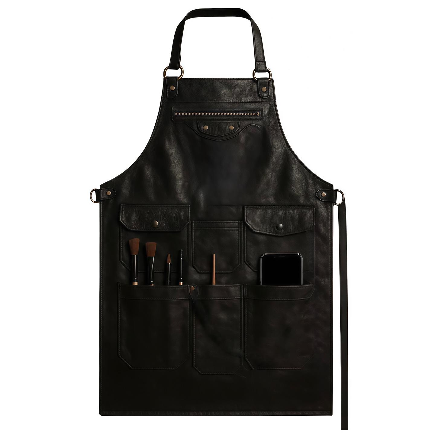 

Leave-in anti-fouling leather apron catering special overalls for women, cooking apron for men