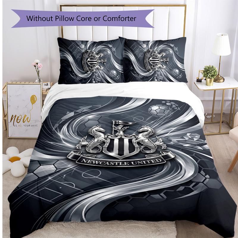 Set Lenzuola Stampato Newcastle United Football 3 Pezzi, Comodo Set Copripiumino per Camera da Letto Amico della Pelle
