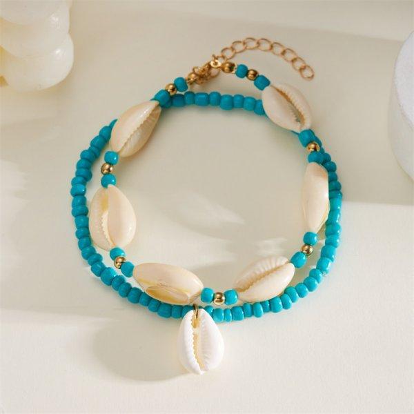 Colorful Starfish Pendant Rice Beads Beaded Anklet for Women Summer Fashion Multi-layer Bracelet Anklet Bohemian Leg Jewelry