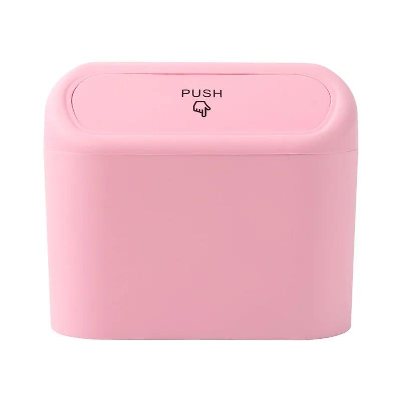 Universal Car Hanging Trash Can Mini Car Flip Cover Debris Organizer Storage Box ABS Square Push Car Interior Accessories