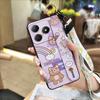Dirt-resistant Cute Phone Case For Realme C63 4G/C61 4G Wrist Strap Kickstand Back Cover Anti-knock Lanyard Silicone