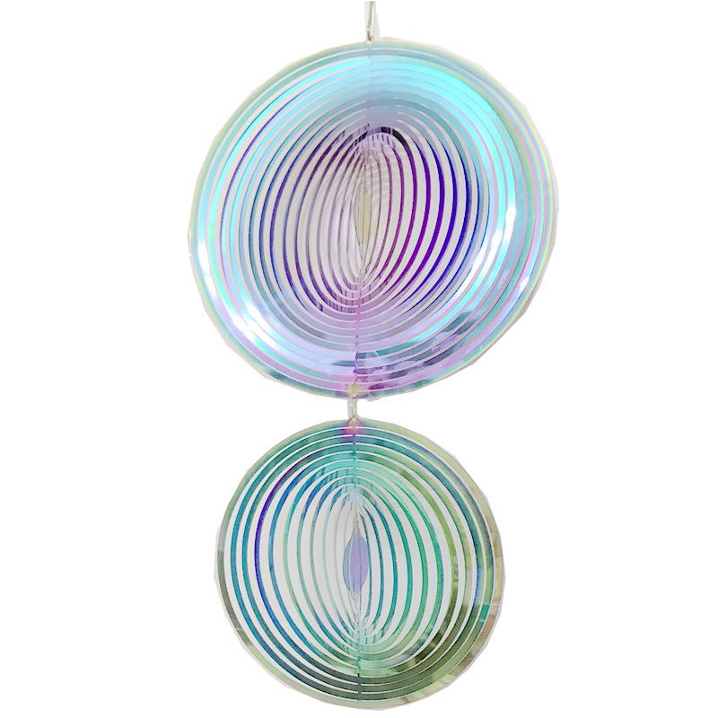 Fabrikpreis Doppel-Windspiel 20x35CM Edelstahl Rotierendes Metallblech 3D Windspiel Anhänger Dekoration Geschenk