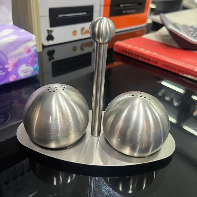 Stainless Steels Kitchen Seasoning Bottle Set Peppers Bottle Holder Condiment Box With Stand Cooking Seasoning Bottle