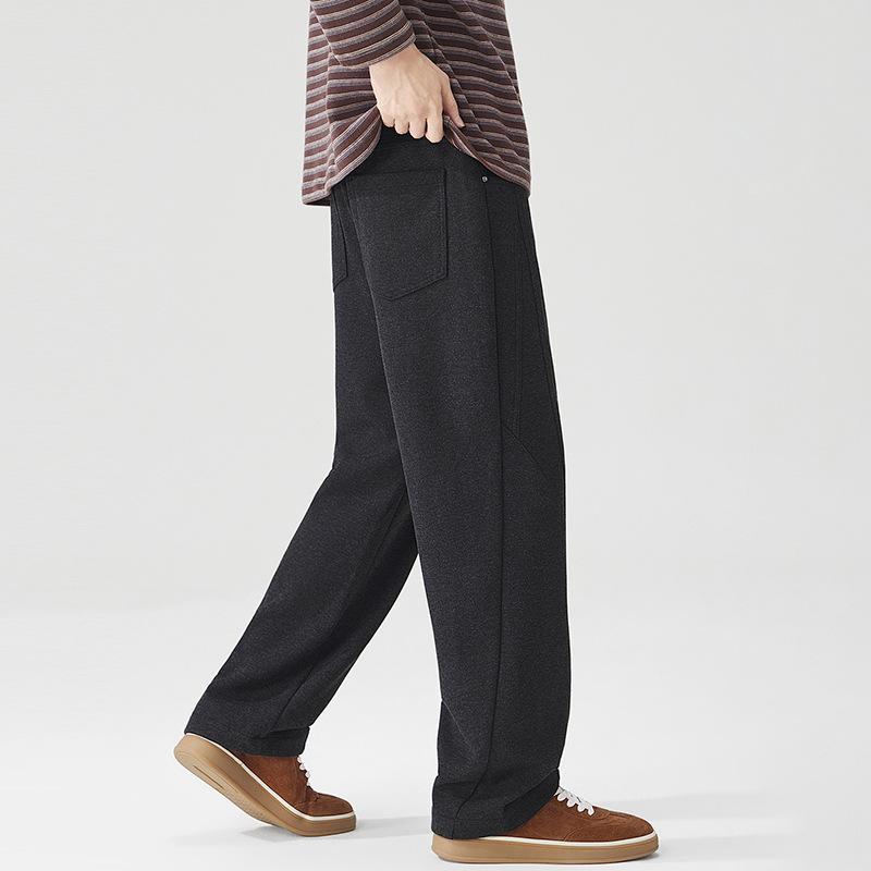 Autumn and Winter New Men's Light Luxury Old Money Wind Wool Straight Casual Pants Men's Simple Trend Loose and Versatile Trousers