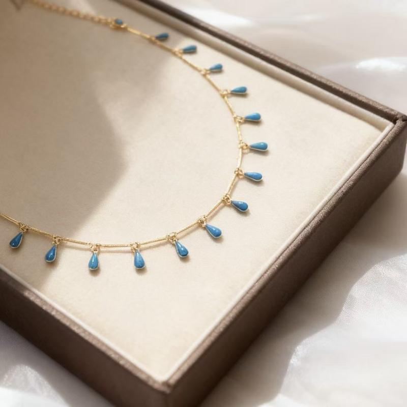 Böhmischer Stil Bunter Emaille-Anhänger Gold Edelstahl Halskette Eine Charmante Sommer Strand Halskette Für Frauen