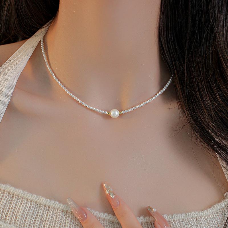 Shi Jiaqiang 2025 Light Luxury Ultra-fine Pearl Necklace: New High-end Niche Design Sweater Chain for Women