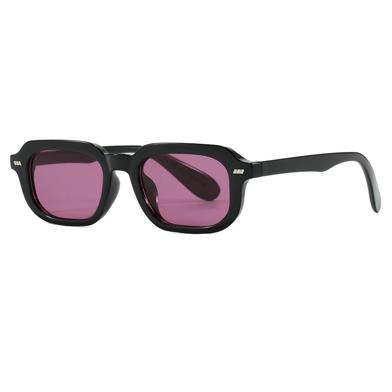 2Pcs Fashion Small Frame Rectangle Sunglasses High-Quality Simple Style Sun Glasses Vintage Men Women Rivet Eyeglass Uv400