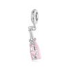 WOSTU 925 Silver Pink High Heel Charm Champagne Pendant Cherry Bead Fit Bracelet Necklace Sweet Girl Birthday DIY Jewelry Gift