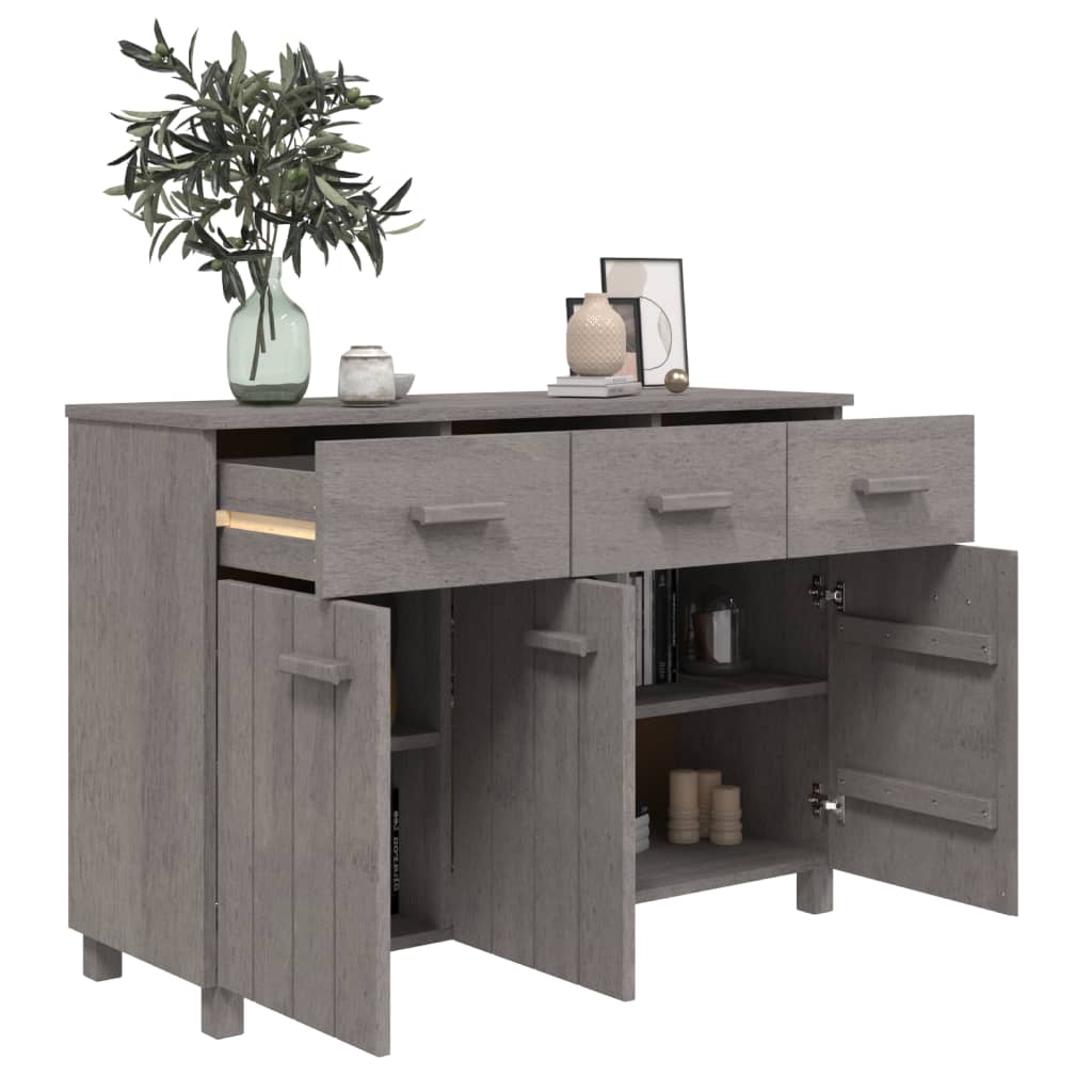 Hamar Sideboard in Light Grey 113 x 40 x 80 cm Solid Pine Wood