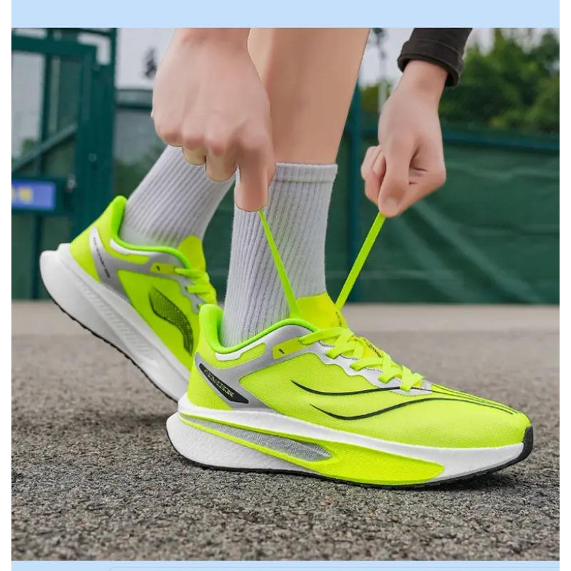 Men's Running Shoes Breathable Mesh Lace-up Athletic Sneakers Lightweight Cushioning Sports Footwear