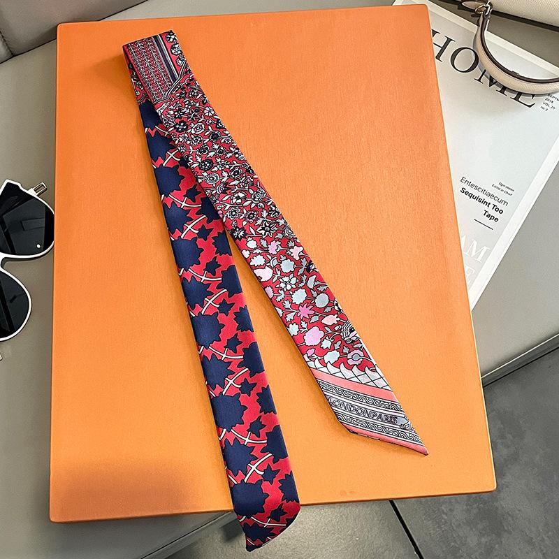New Fashion Pinrt Bag Scarf Luxury Brand Design Womens Silk Scarf Head Scarf Headwear Long Skinny Scarves Bag Accessories