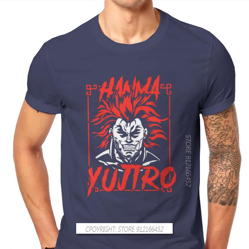 Red Badass Fashion TShirts Grappler Baki Hanma Yujiro Dou Manga Men Style Fabric Streetwear T Shirt O Neck Oversize