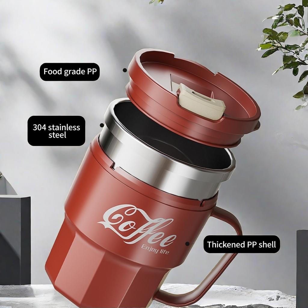 WORTHBUY Insulated Cup 304 Stainless Steel Double Layer Coffee Cup With Handle Portable Leak-proof Thermal Water Cup For Student