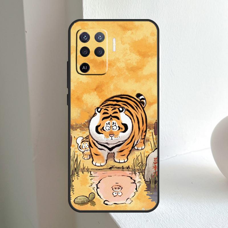 Cartoon Fat Tiger For OPPO A6 A5 Pro A15 A17 A77 A16 A76 A96 A18 A38 A58 A78 A98 A54 A74 A94 A40 A60 A80 Case
