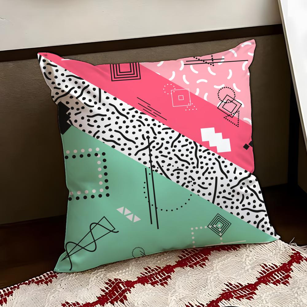 MMemphis Seamless Patterns Cushion Cover Reversible Soft Durable Pillow Cover Home  Car MultiScene Use for Daily Comfort