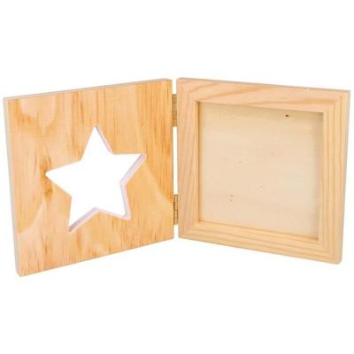 Foldable Photo Frame - Artemio - 12.5 X 25 Cm - Wood - Star Pattern - Mixed