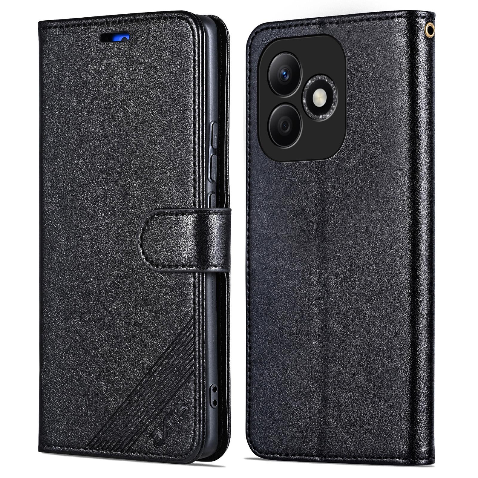 

AZNS For Honor X60i 5G Case Anti-Scratch PU Leather Stand Wallet Phone Cover Black