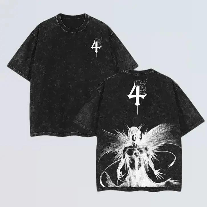 

BLEACH Улькиорра Сифер Аниме Графическая футболка Мужская Женская Одежда Футболки с коротким рукавом Хлопковые футболки Винтажная стирка Футболка Харадзюку XXL чёрный